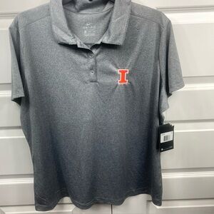 Nike Golf Polo Illinois Fighting Illini Dri-Fit Gray 2XL XXL Women’s Top Shirt